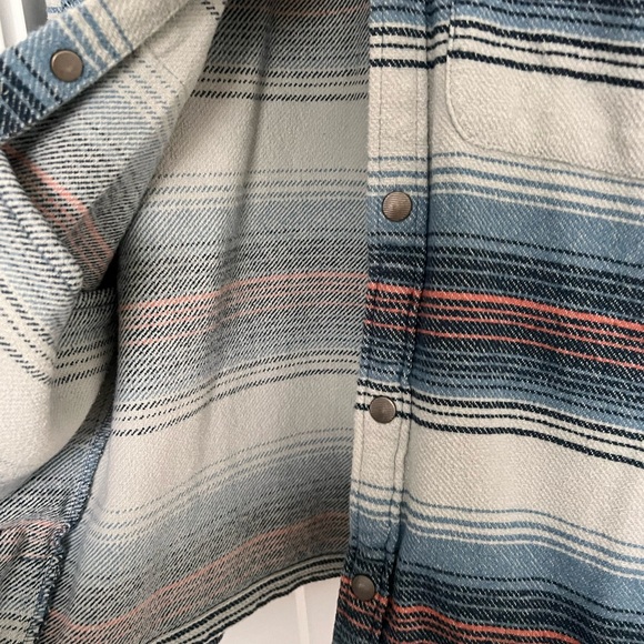 PrAna Men’s Blue Striped Flannel Shirt Jacket - Picture 2 of 8